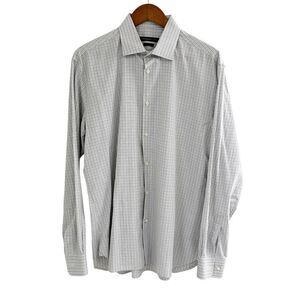 John Varvatos Long Sleeve Slim Fit Button Down Shirt Gray Stripe Size 16.5